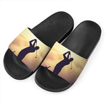 Pro Golf Swing Print Black Slide Sandals
