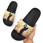 Pro Golf Swing Print Black Slide Sandals