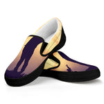 Pro Golf Swing Print Black Slip On Shoes