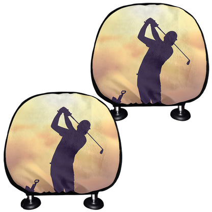 Pro Golf Swing Print Car Headrest Covers