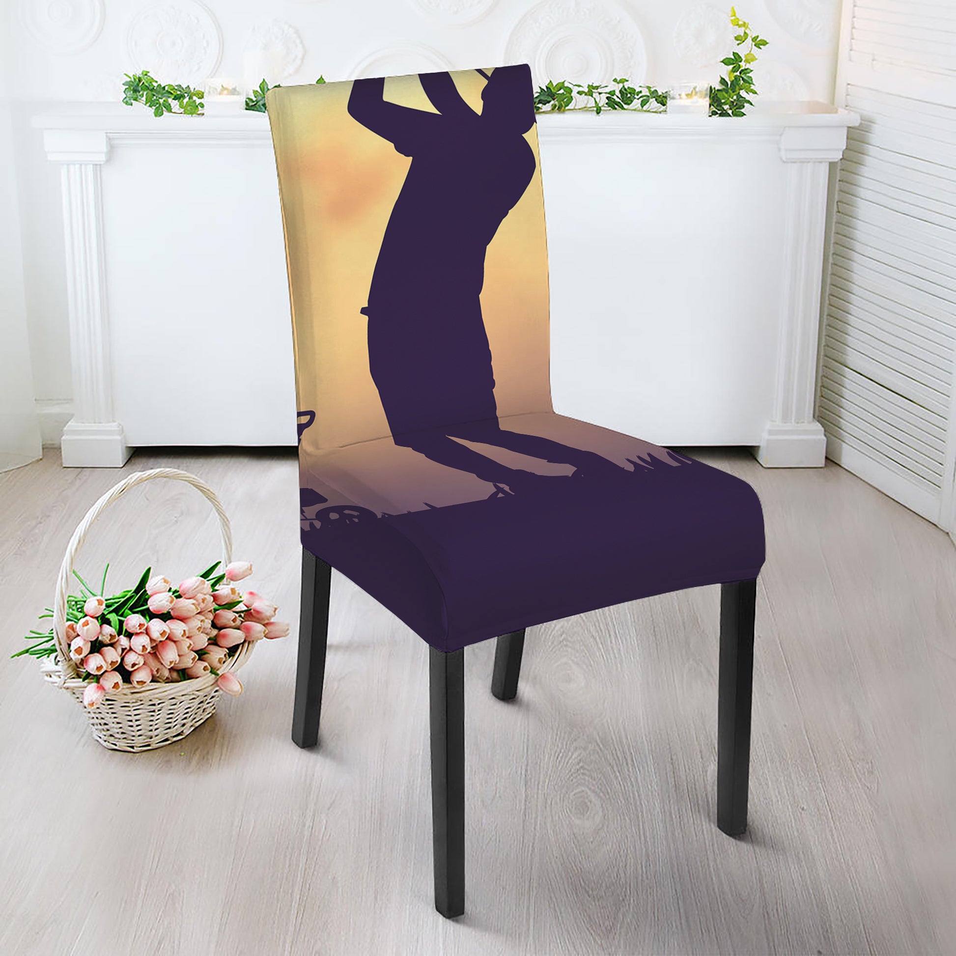 Pro Golf Swing Print Dining Chair Slipcover