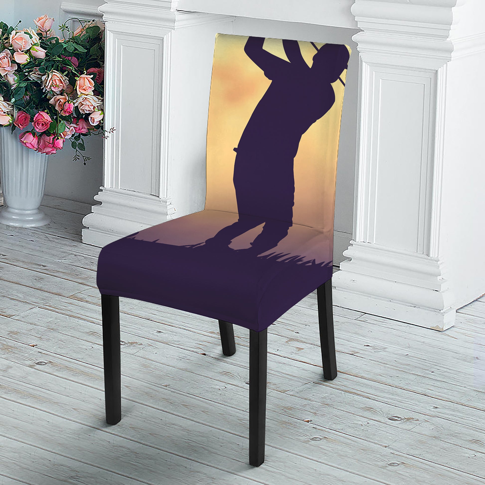 Pro Golf Swing Print Dining Chair Slipcover