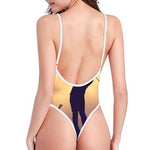 Pro Golf Swing Print One Piece High Cut Swimsuit