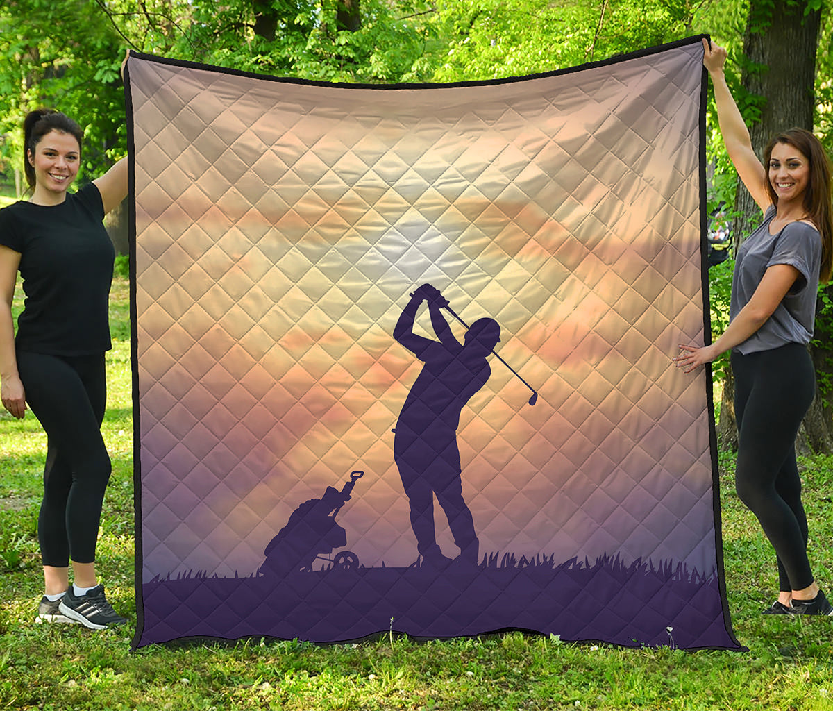 Pro Golf Swing Print Quilt