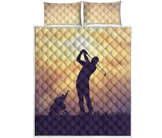 Pro Golf Swing Print Quilt Bed Set
