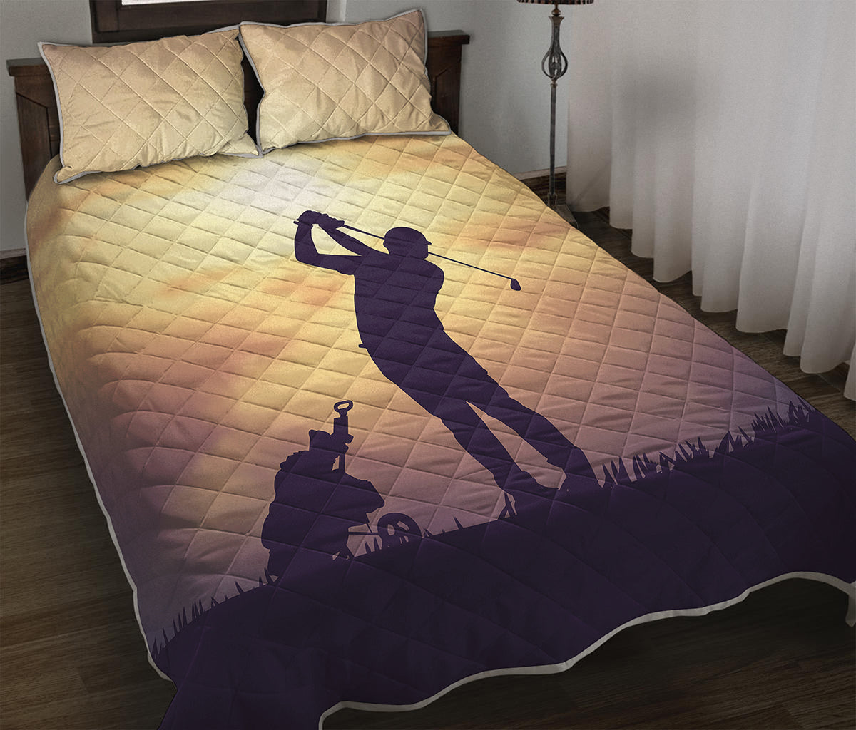 Pro Golf Swing Print Quilt Bed Set