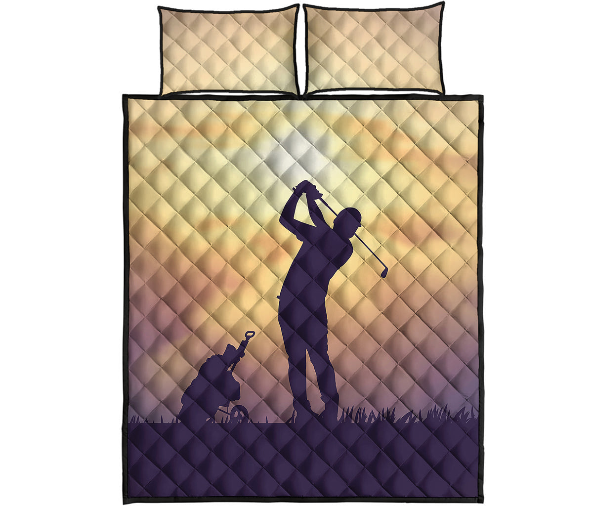 Pro Golf Swing Print Quilt Bed Set