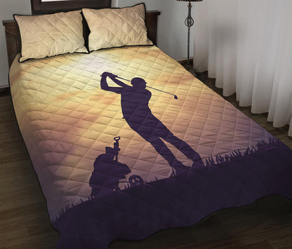Pro Golf Swing Print Quilt Bed Set