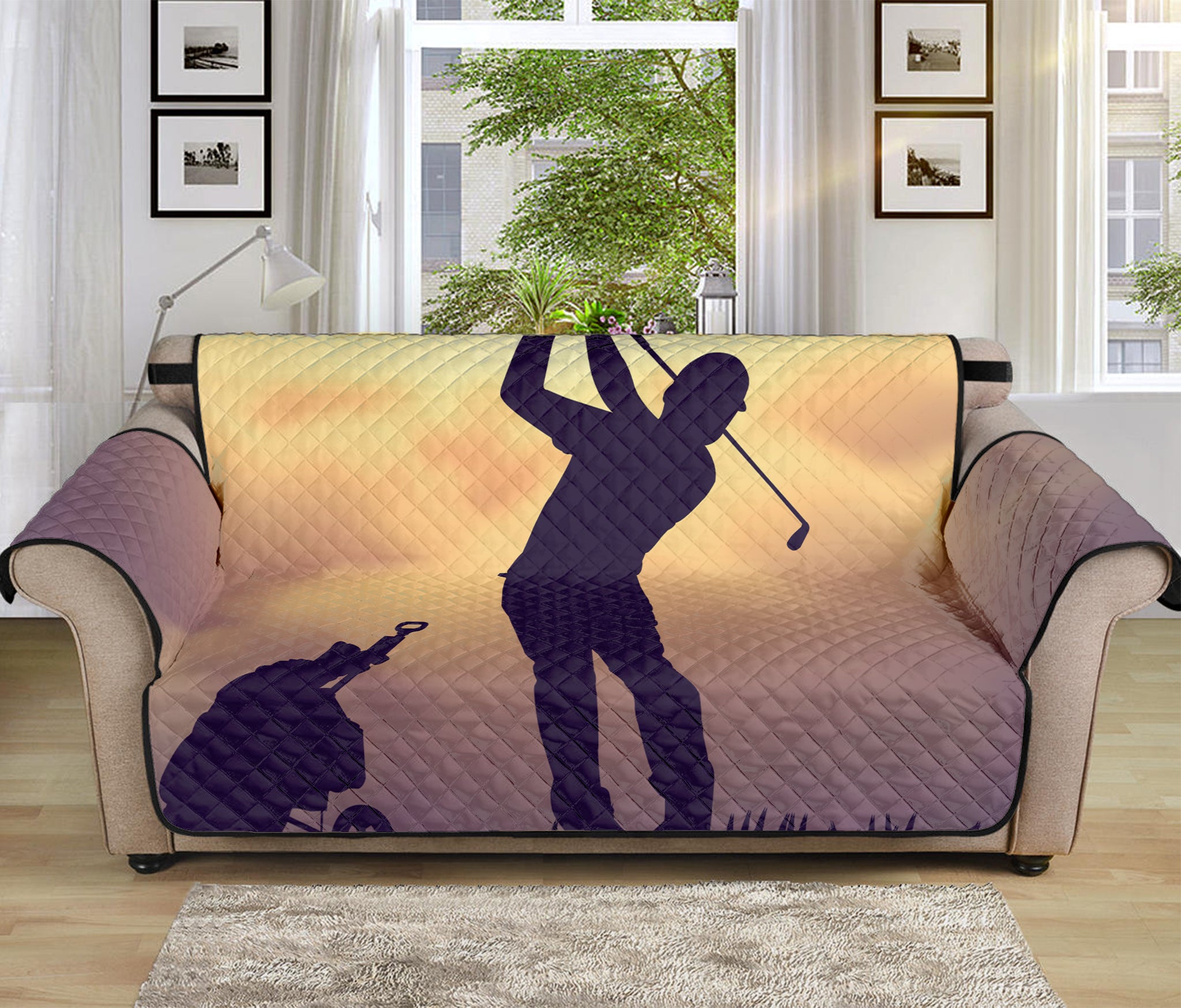 Pro Golf Swing Print Sofa Protector