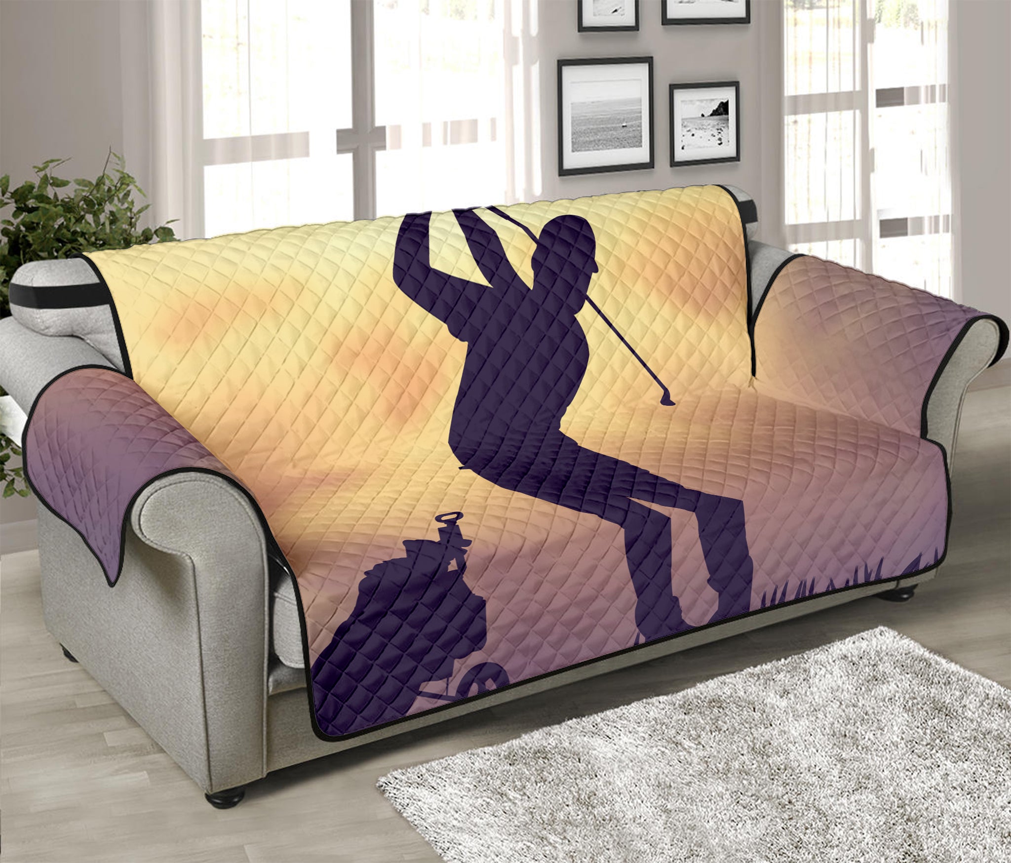 Pro Golf Swing Print Sofa Protector