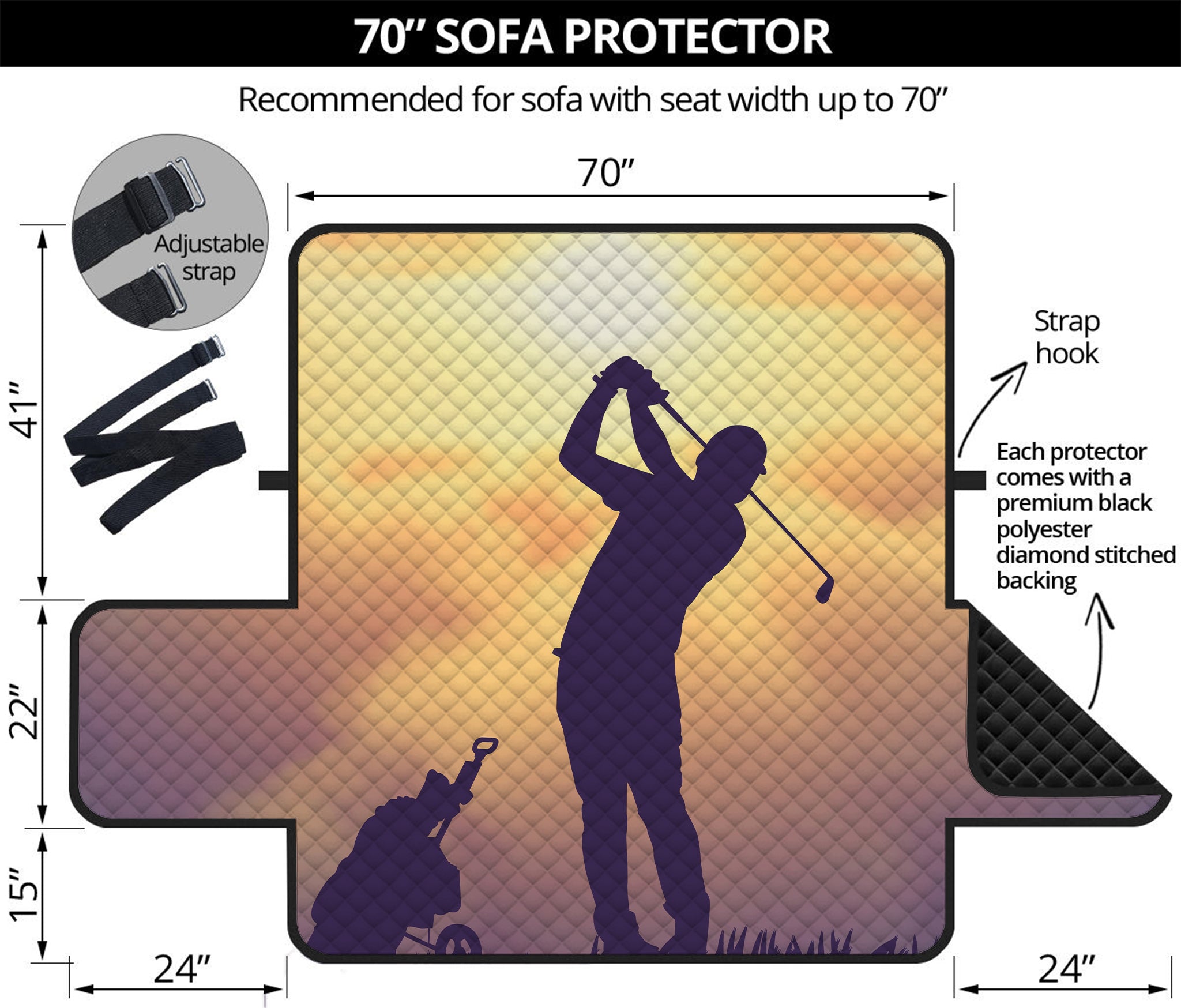 Pro Golf Swing Print Sofa Protector