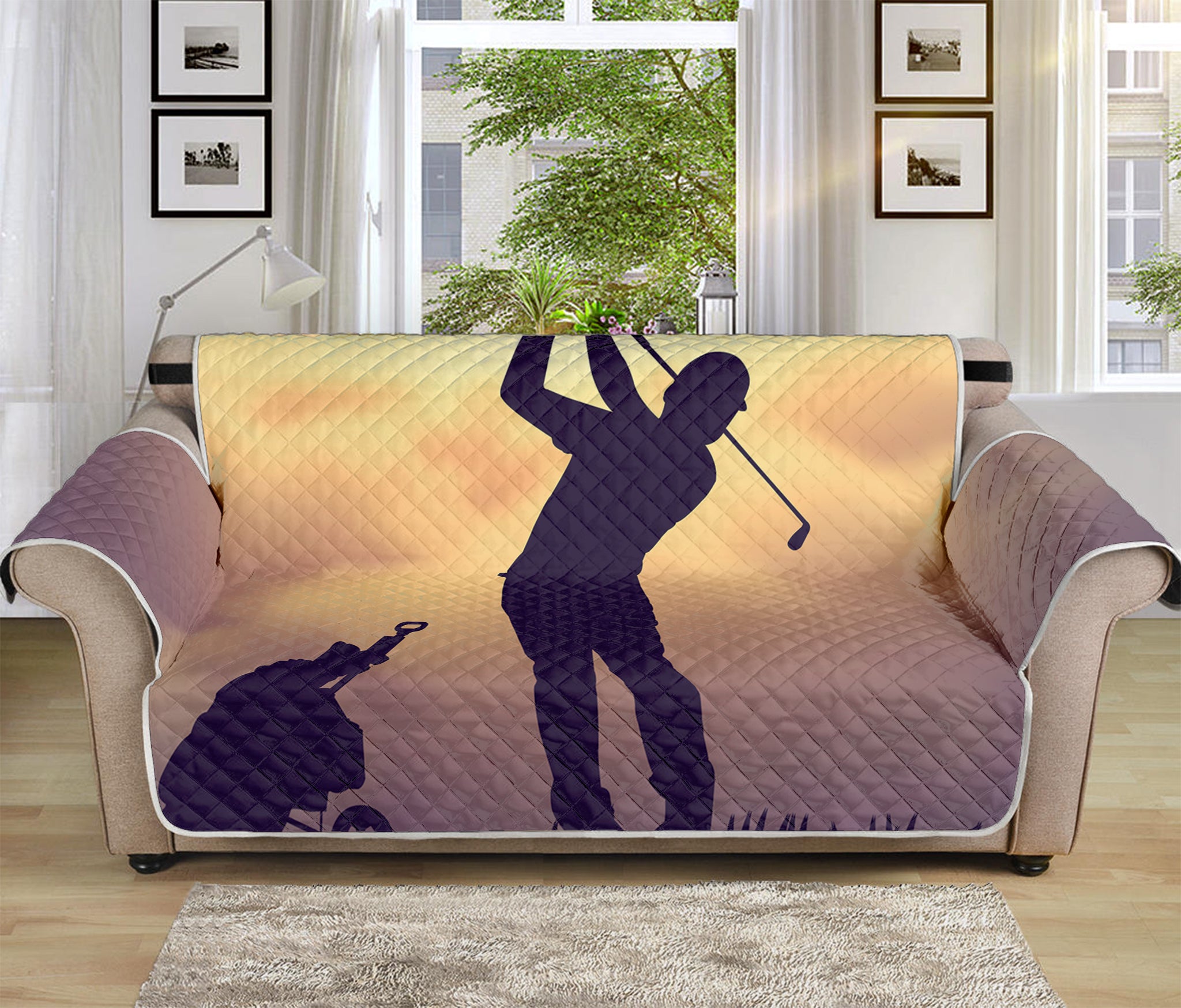 Pro Golf Swing Print Sofa Protector