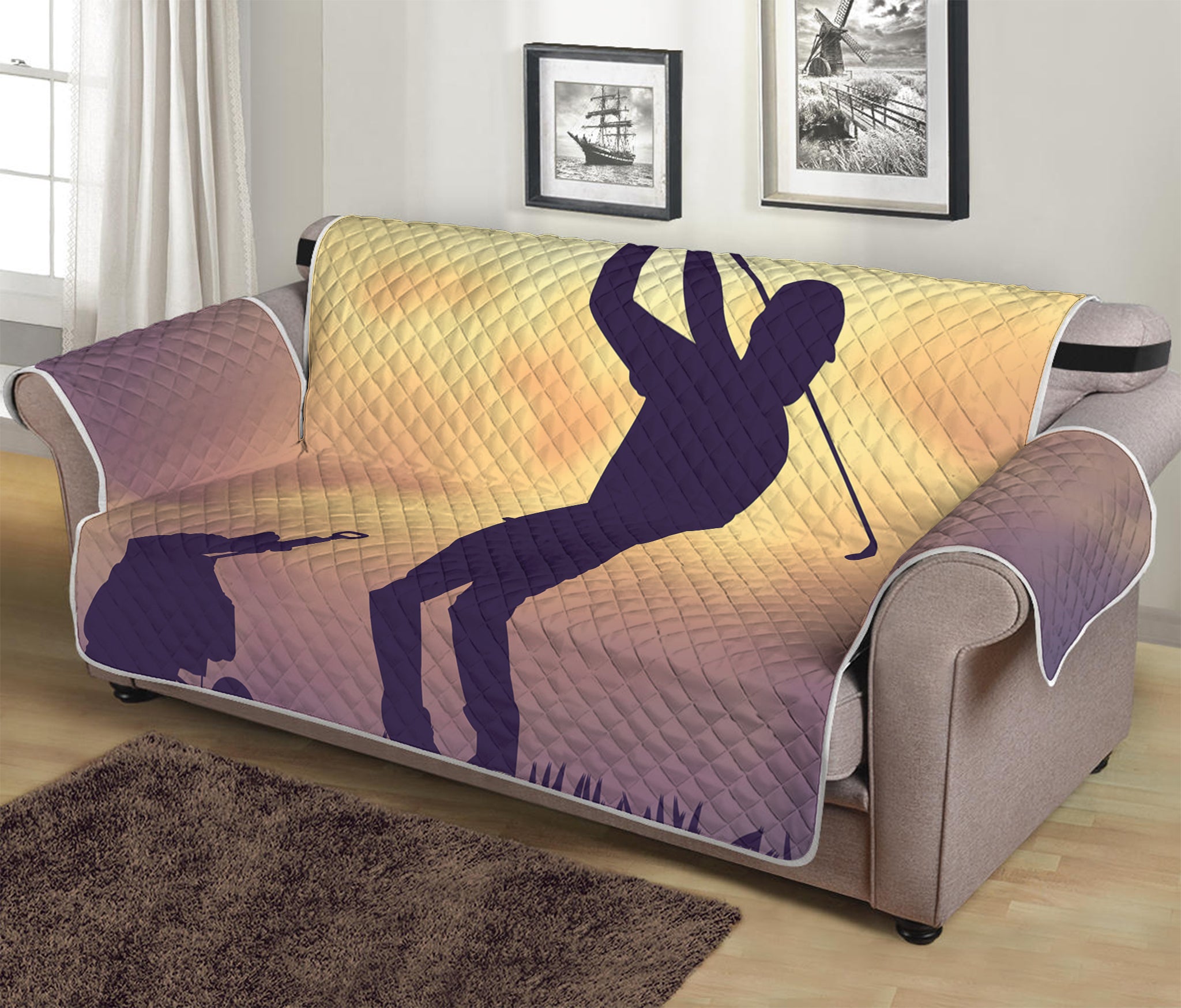 Pro Golf Swing Print Sofa Protector