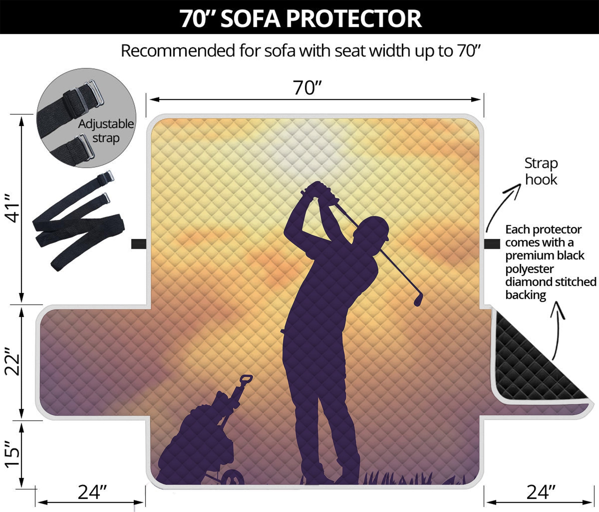 Pro Golf Swing Print Sofa Protector