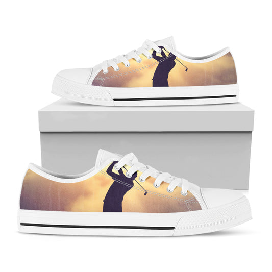 Pro Golf Swing Print White Low Top Shoes