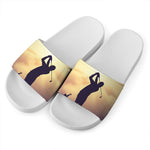 Pro Golf Swing Print White Slide Sandals