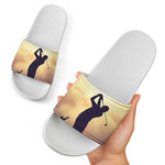 Pro Golf Swing Print White Slide Sandals
