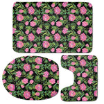 Protea Floral Pattern Print 3 Piece Bath Mat Set