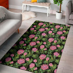 Protea Floral Pattern Print Area Rug
