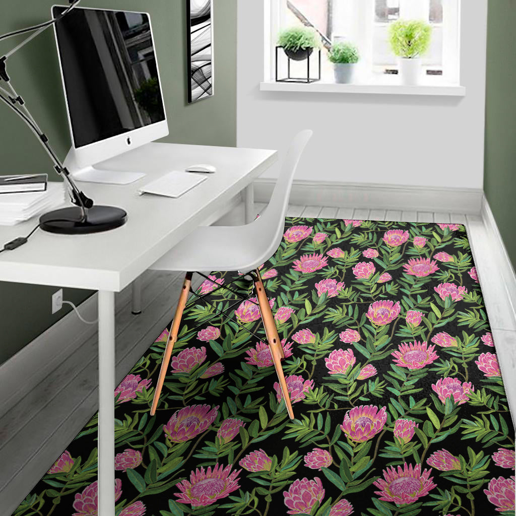 Protea Floral Pattern Print Area Rug