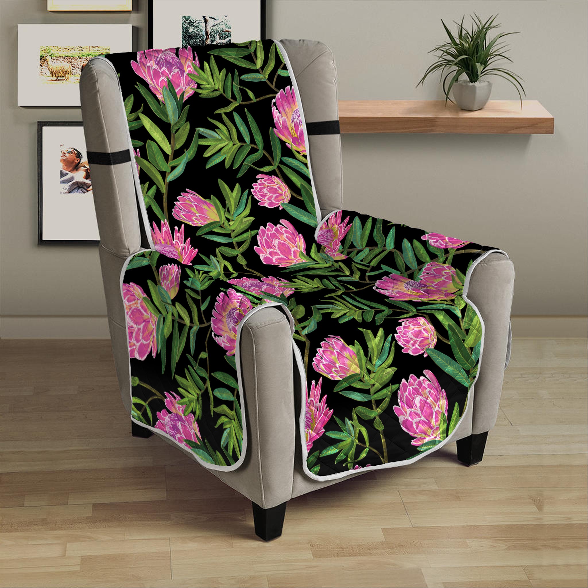 Protea Floral Pattern Print Armchair Protector