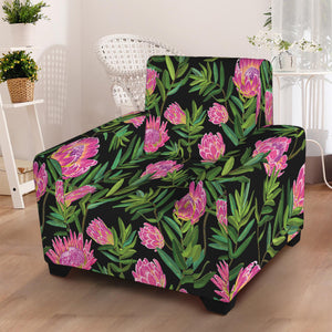 Protea Floral Pattern Print Armchair Slipcover