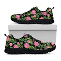 Protea Floral Pattern Print Black Running Shoes