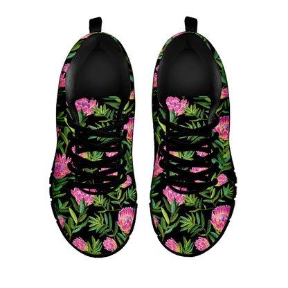 Protea Floral Pattern Print Black Sneakers