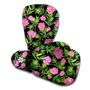 Protea Floral Pattern Print Boxing Gloves