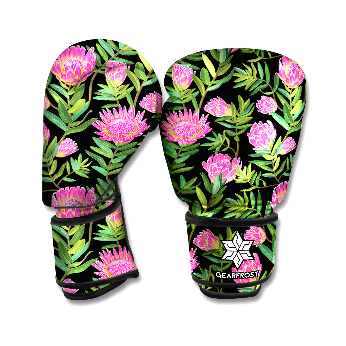 Protea Floral Pattern Print Boxing Gloves