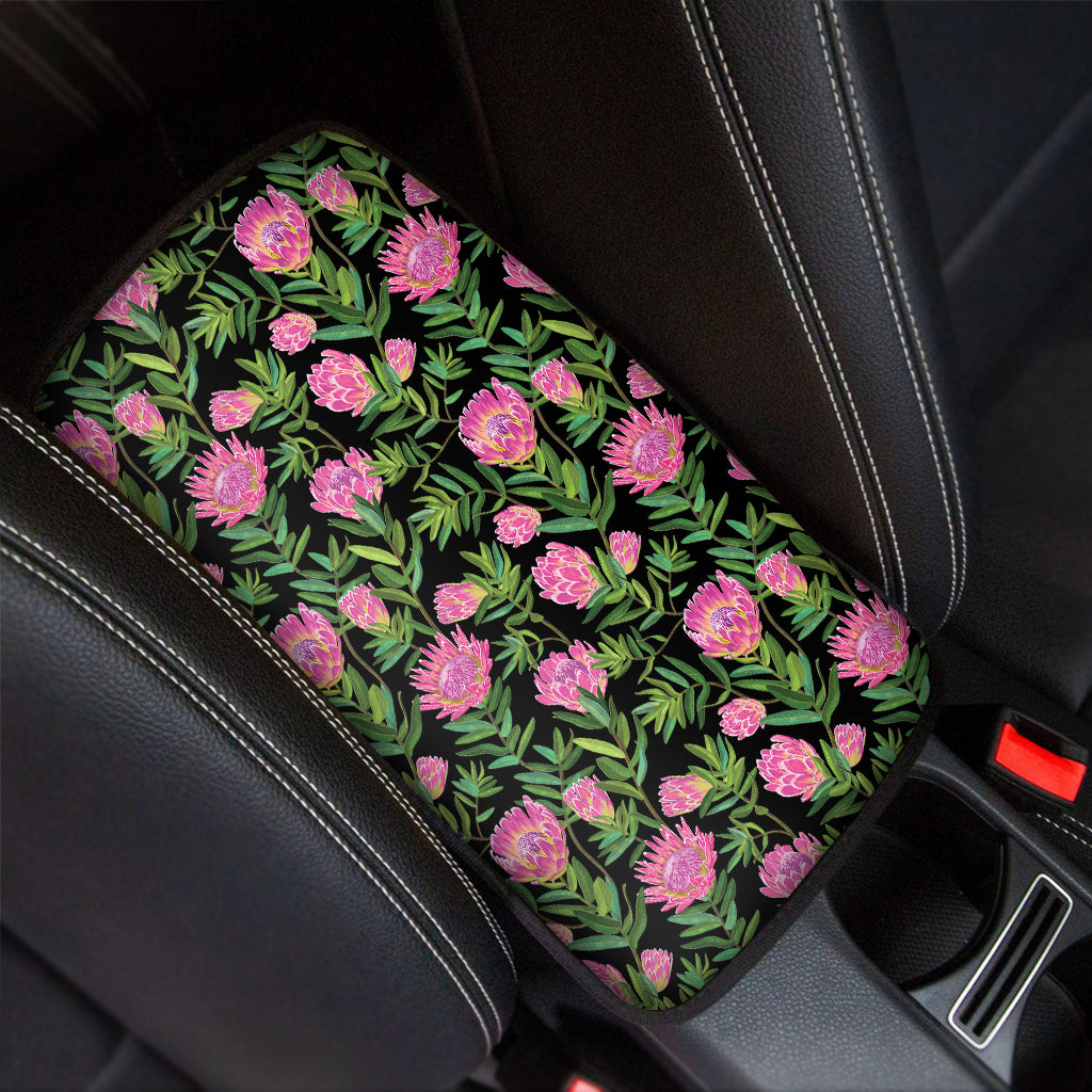 Protea Floral Pattern Print Car Center Console Cover