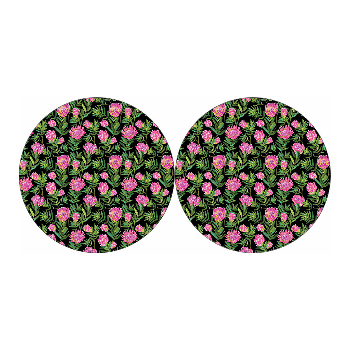 Protea Floral Pattern Print Car Coasters