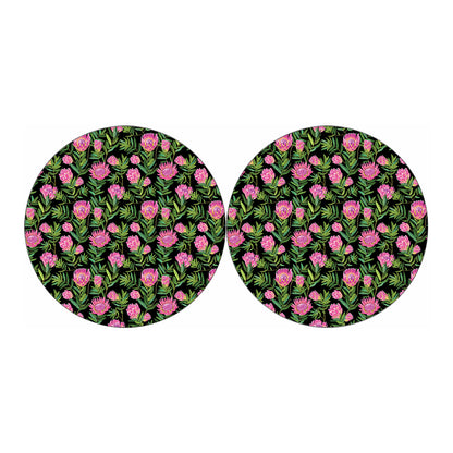 Protea Floral Pattern Print Car Coasters