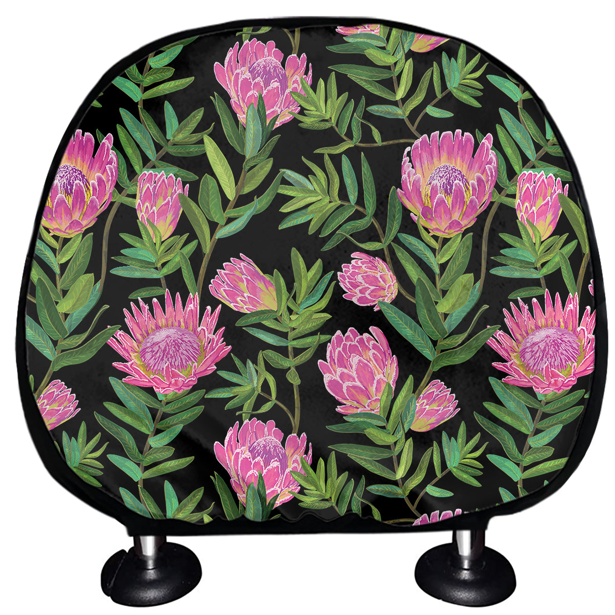 Protea Floral Pattern Print Car Headrest Covers