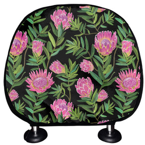 Protea Floral Pattern Print Car Headrest Covers