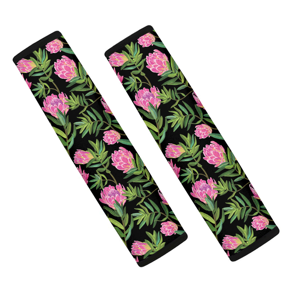 Protea Floral Pattern Print Car Seat Belt Covers