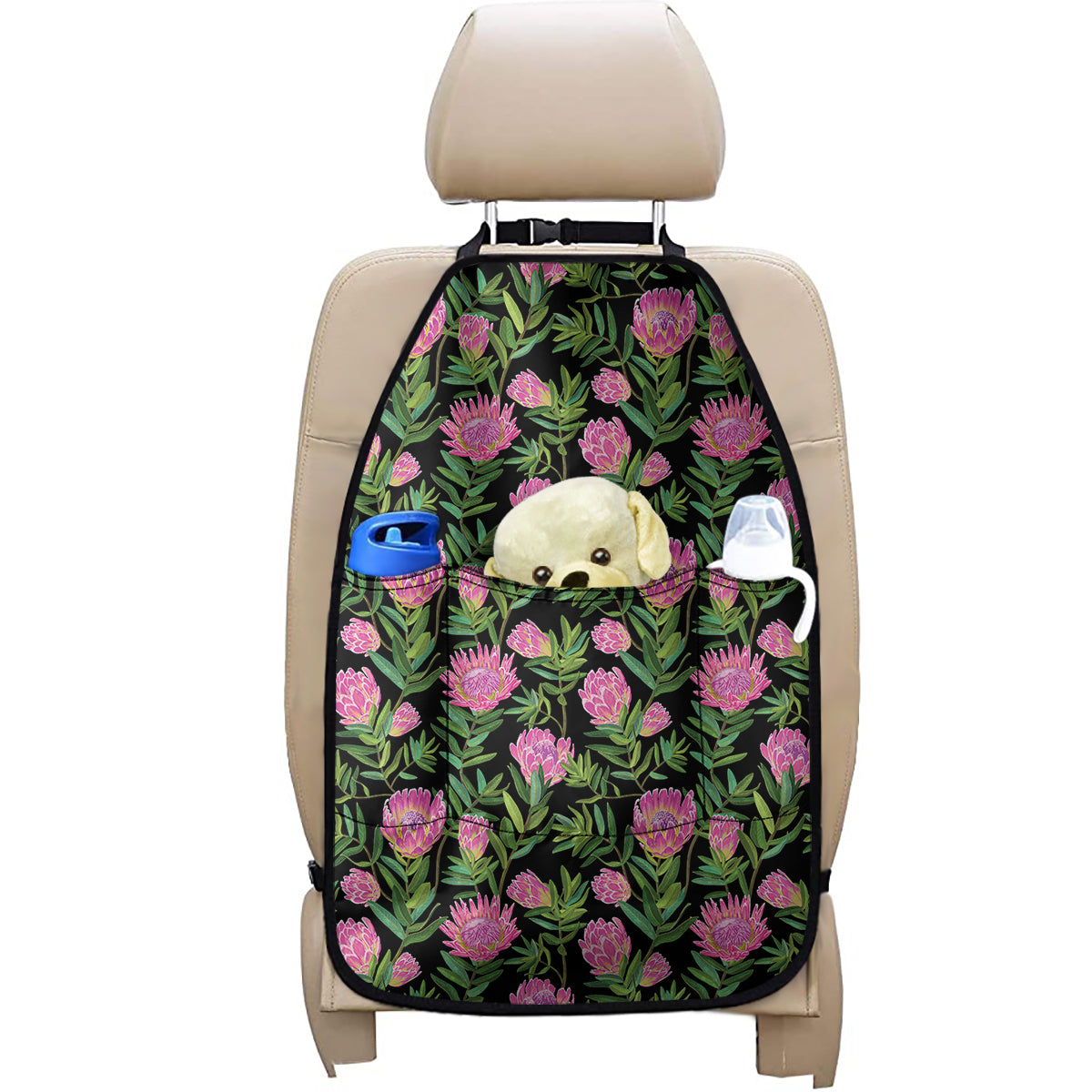 Protea Floral Pattern Print Car Seat Organizers