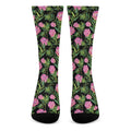 Protea Floral Pattern Print Crew Socks