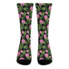 Protea Floral Pattern Print Crew Socks