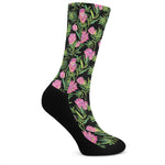 Protea Floral Pattern Print Crew Socks