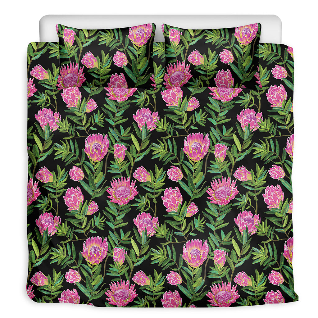 Protea Floral Pattern Print Duvet Cover Bedding Set