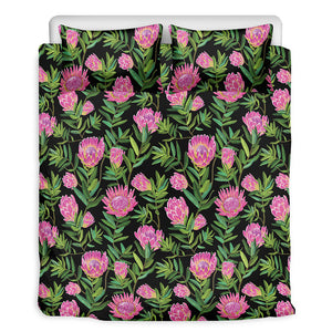 Protea Floral Pattern Print Duvet Cover Bedding Set