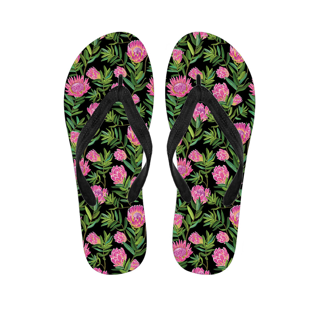 Protea Floral Pattern Print Flip Flops