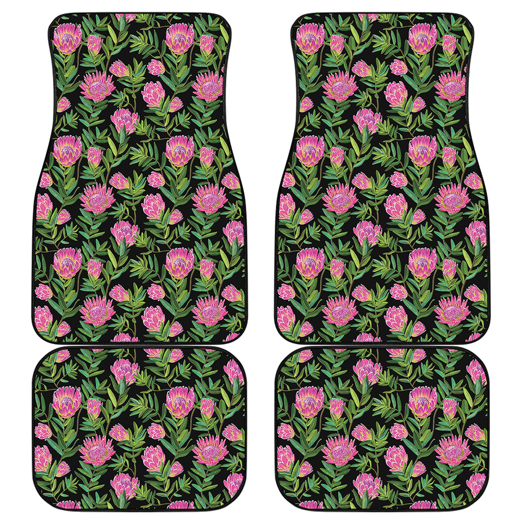 Protea Floral Pattern Print Front and Back Car Floor Mats