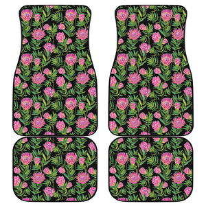 Protea Floral Pattern Print Front and Back Car Floor Mats