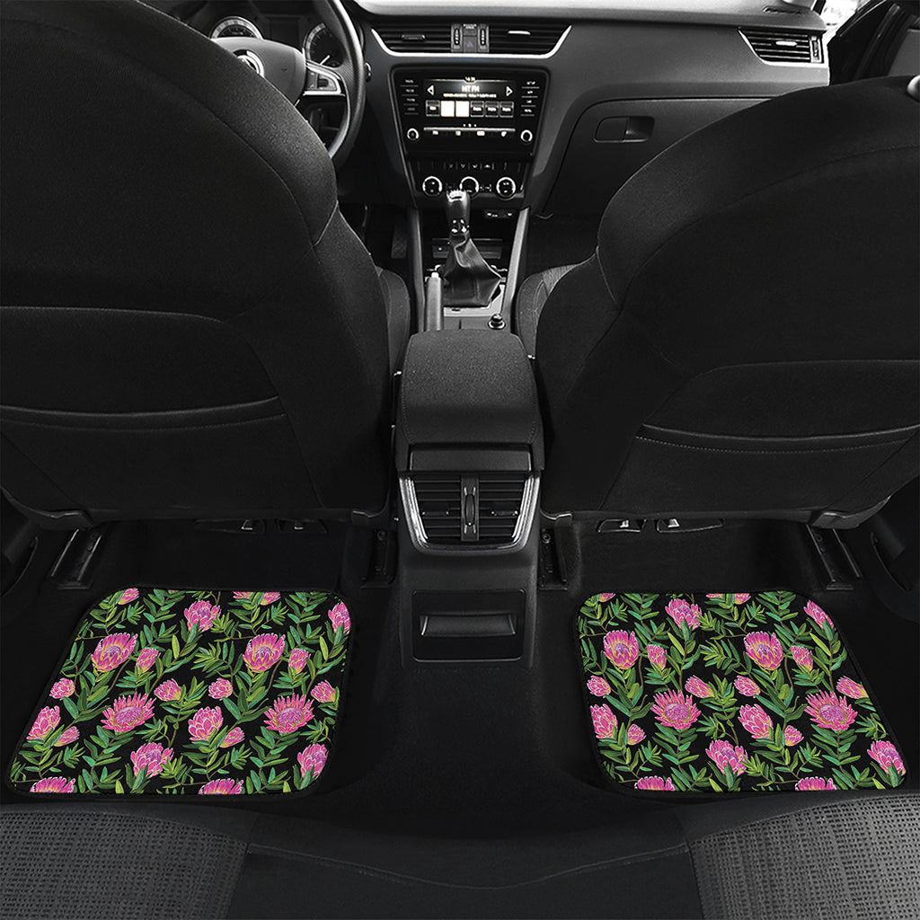 Protea Floral Pattern Print Front and Back Car Floor Mats