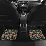 Protea Floral Pattern Print Front and Back Car Floor Mats