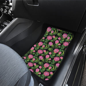 Protea Floral Pattern Print Front and Back Car Floor Mats