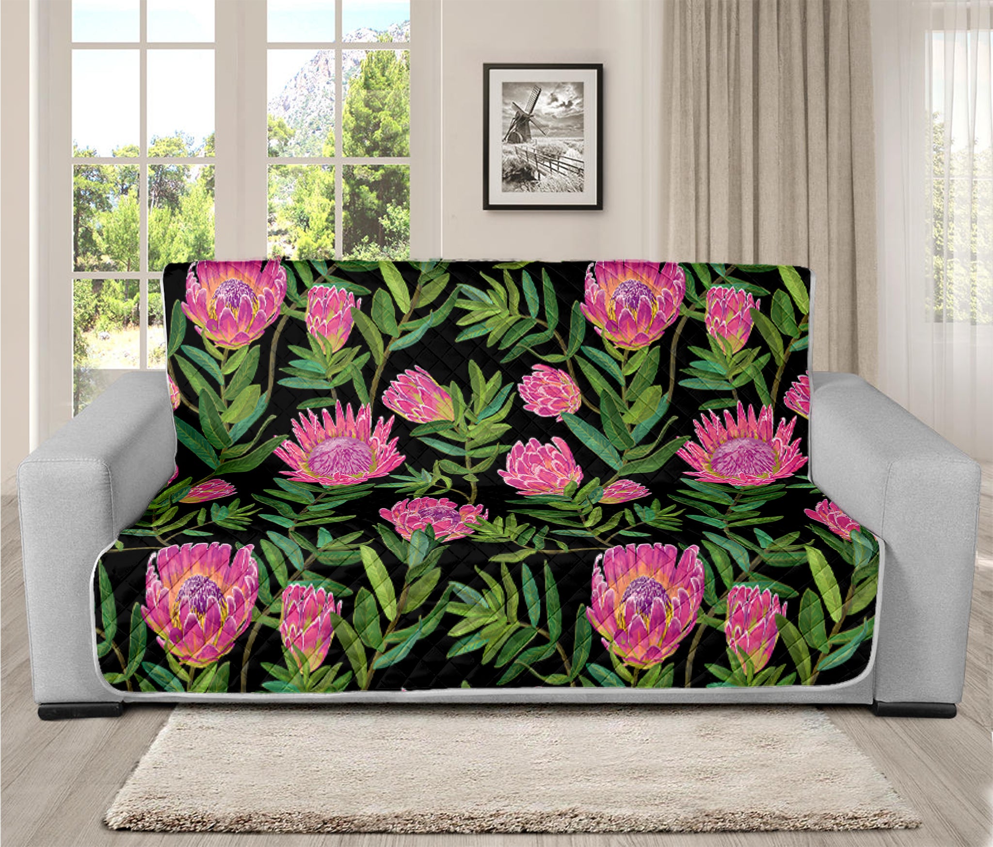 Protea Floral Pattern Print Futon Protector