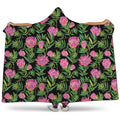 Protea Floral Pattern Print Hooded Blanket